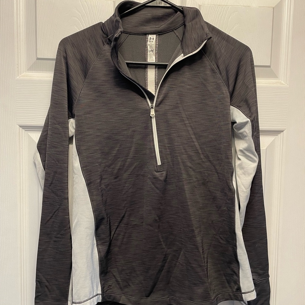 Under Armour Women's Black and Gray Quarter-Zip Sweatshirt